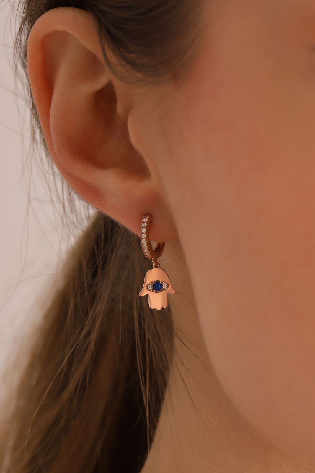 Hamsa Hoop Earrings with Evil Eye Charm - Dainty Personalized Jewelry | Custom Necklaces & Gifts
