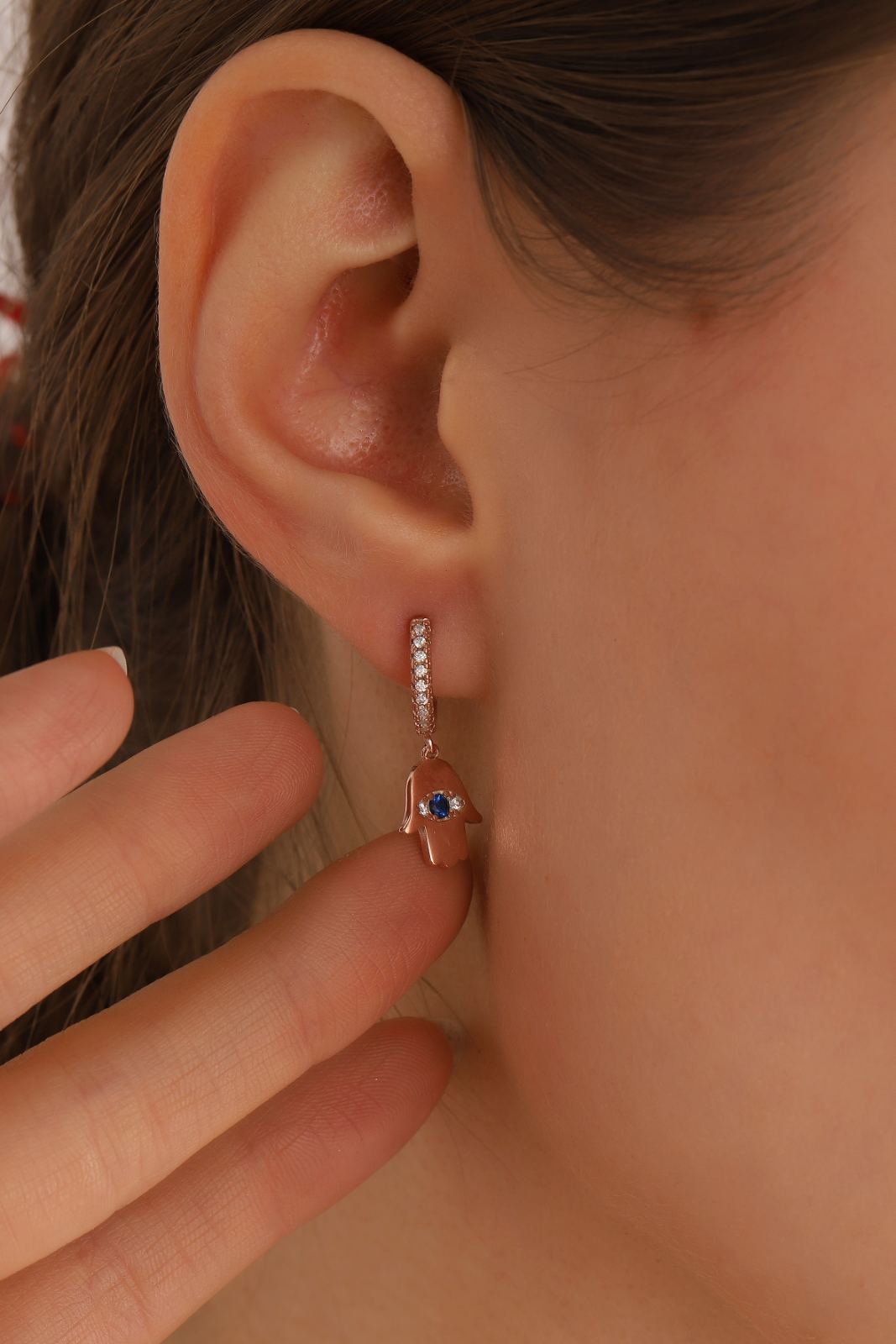 Hamsa Hoop Earrings with Evil Eye Charm - Dainty Personalized Jewelry | Custom Necklaces & Gifts