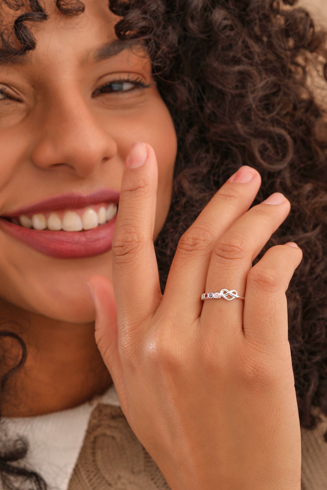 Heart - Shaped Duo Birthstone Signet Ring for Loved Ones - Dainty Personalized