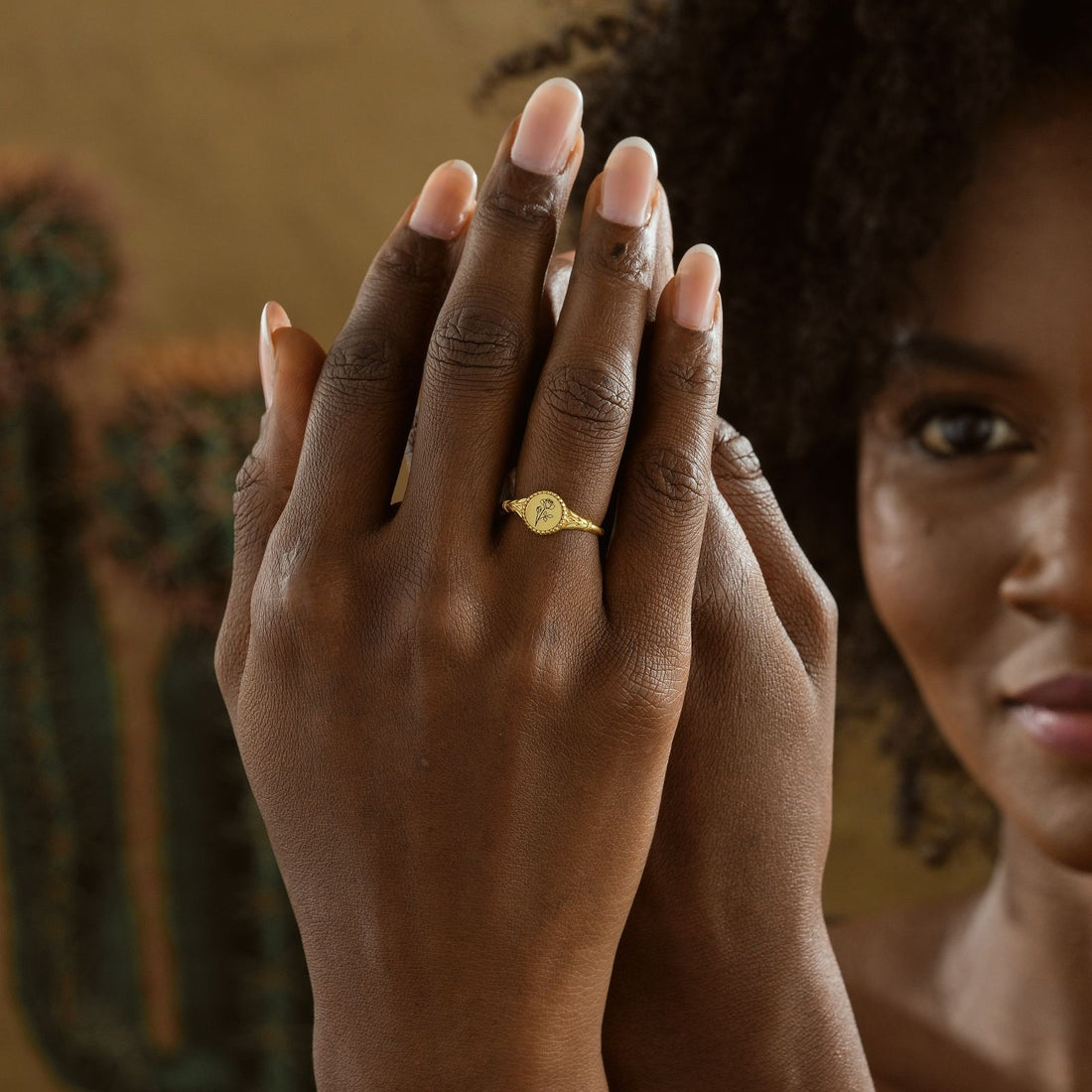 Personalized Birth Flower Signet Ring - Dainty Personalized Jewelry | Custom Necklaces & Gifts