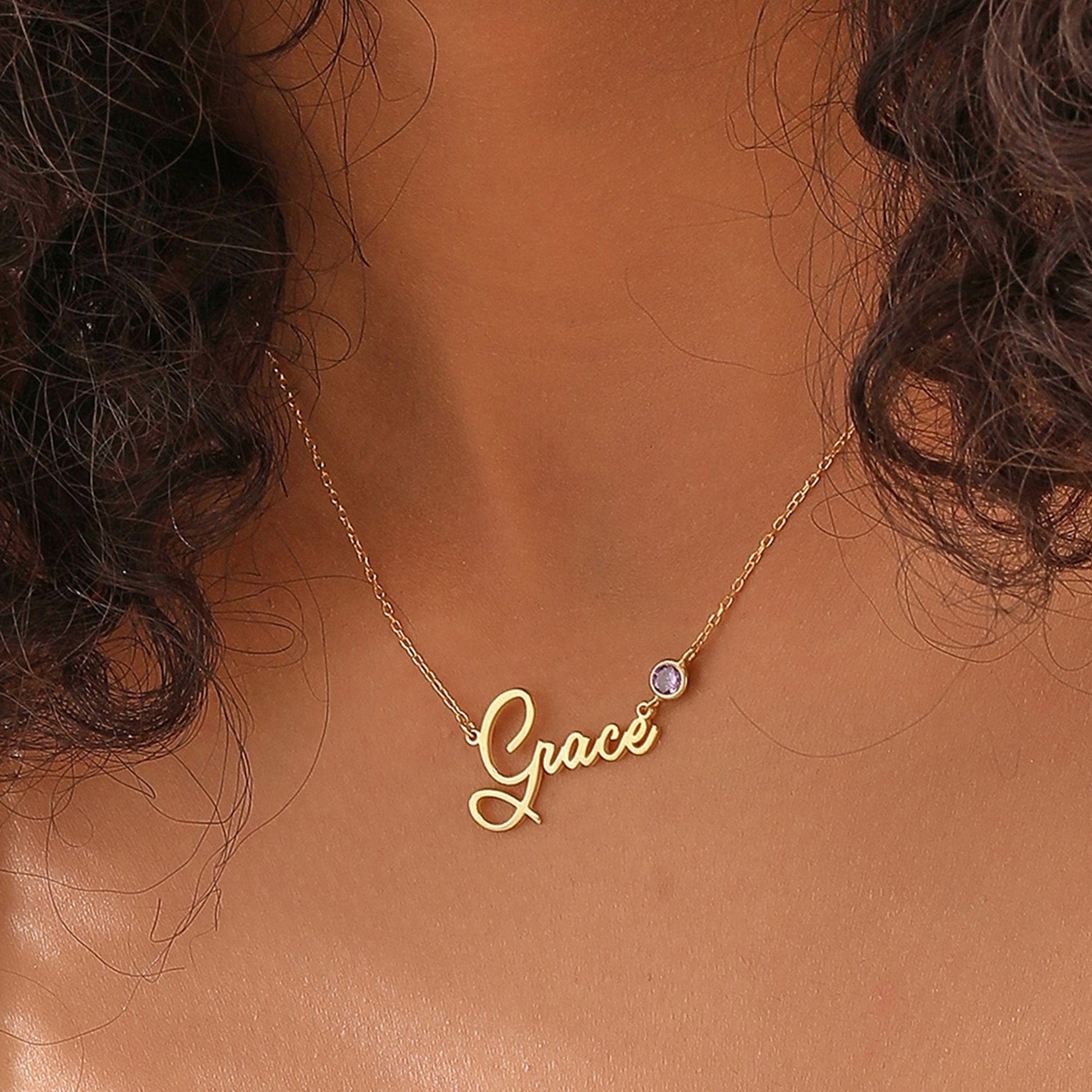 Personalized Birthstone Name Necklace - Dainty Personalized Jewelry | Custom Necklaces & Gifts