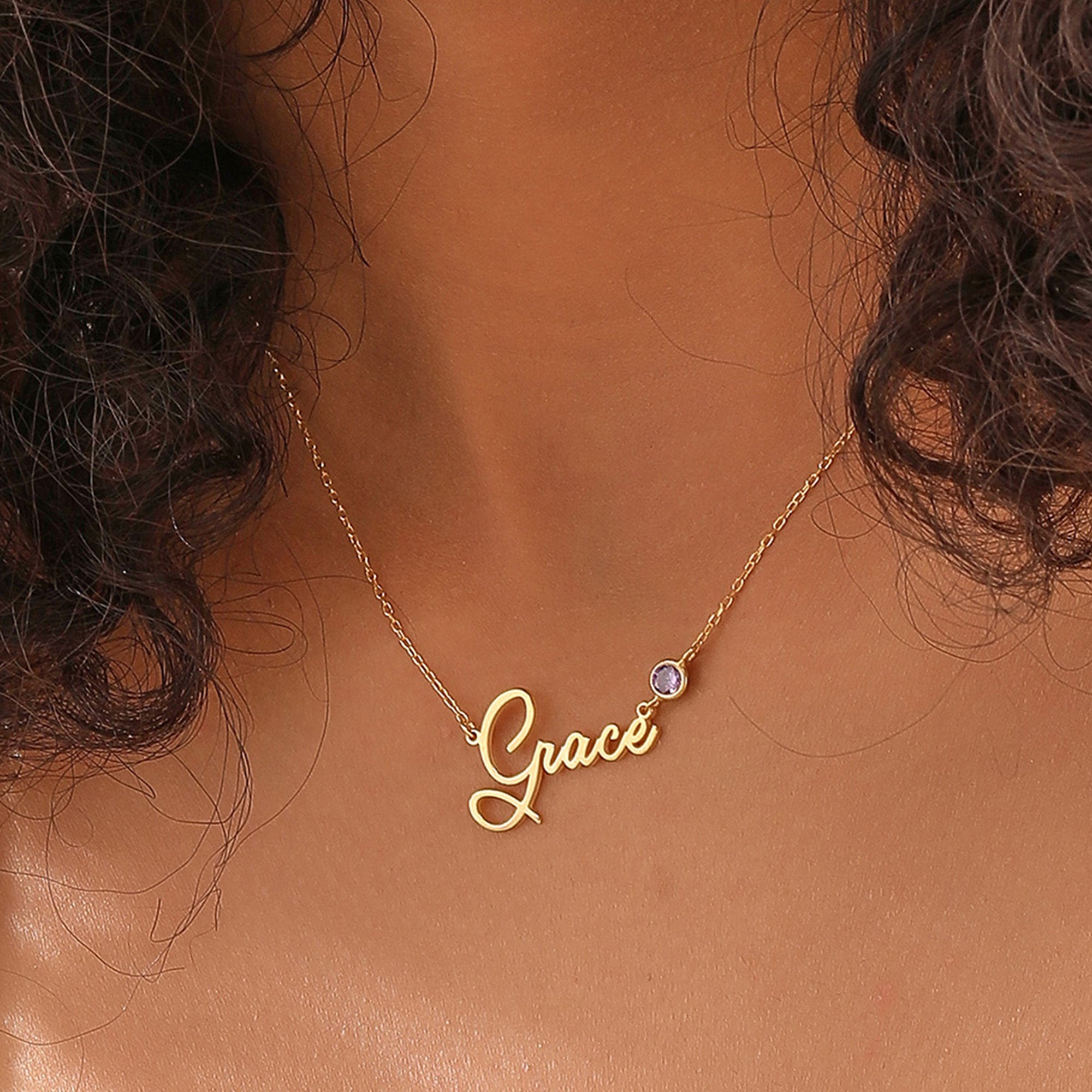 Personalized Birthstone Name Necklace - Dainty Personalized Jewelry | Custom Necklaces & Gifts