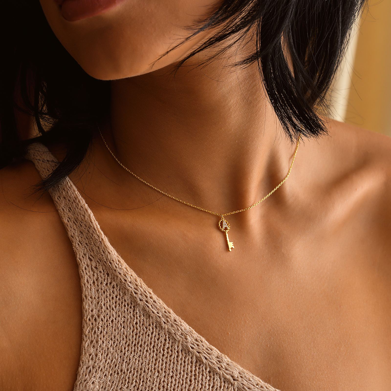 Personalized Key Initial Necklace Custom Letter Pendant Jewelry - Dainty Personalized