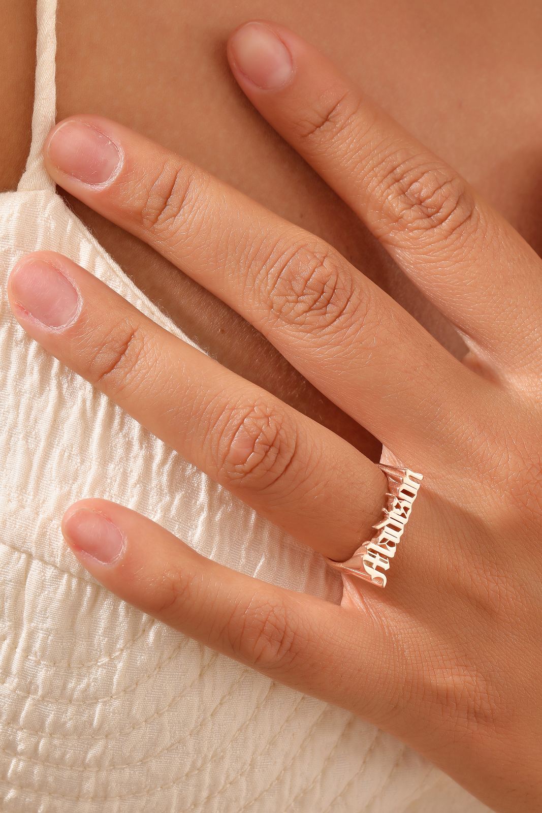 Personalized Sterling Silver Name Ring Gothic Style - Dainty Personalized