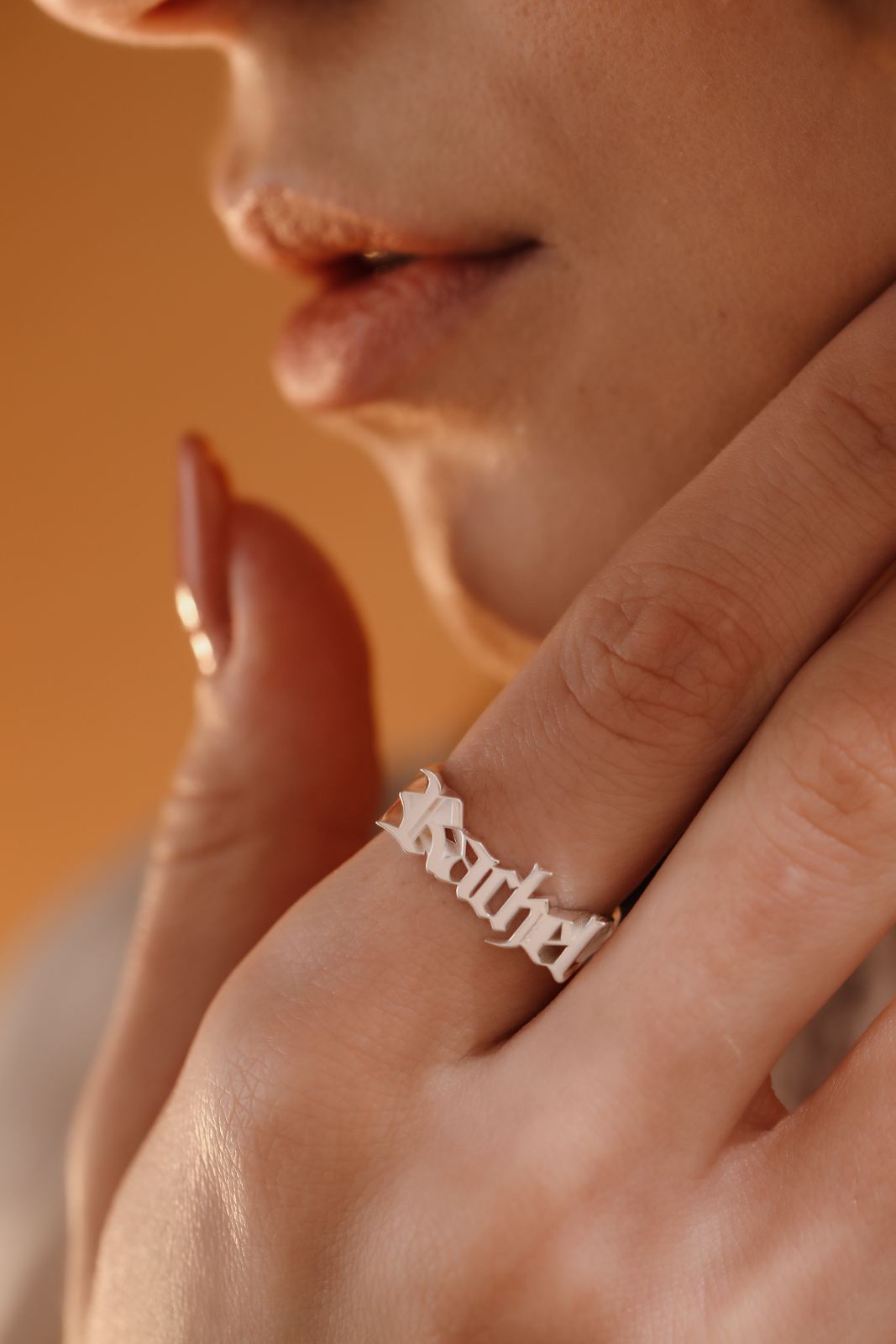 Personalized Sterling Silver Name Ring Gothic Style - Dainty Personalized