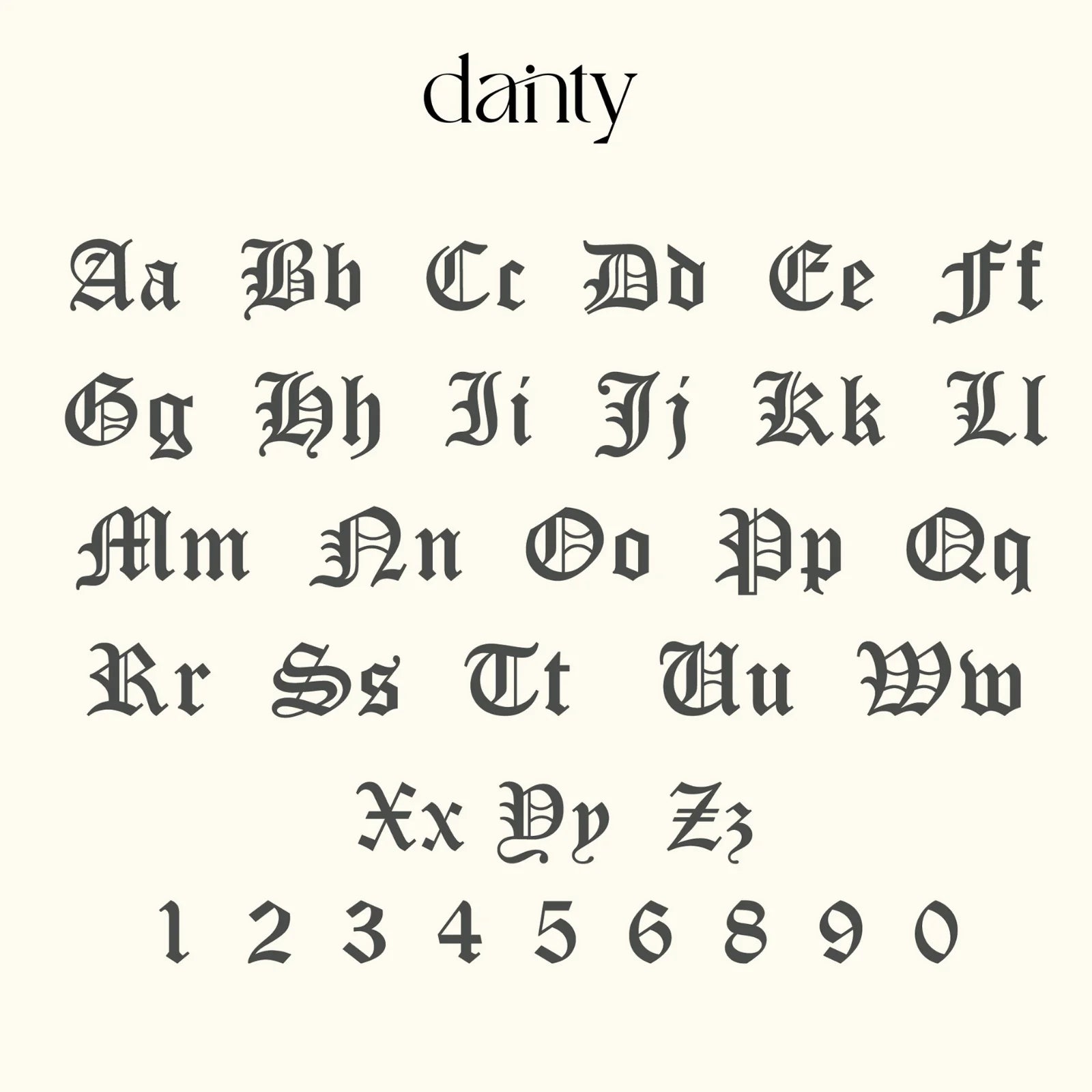 Gothic Style Name Ring with Birth Flower