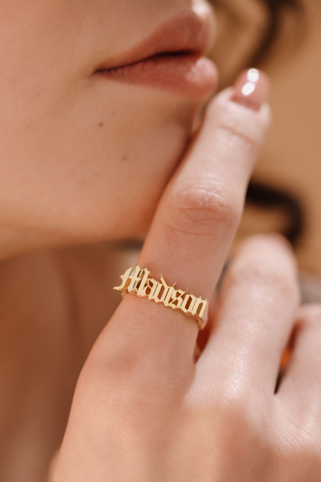 Personalized Sterling Silver Name Ring Gothic Style - Dainty Personalized