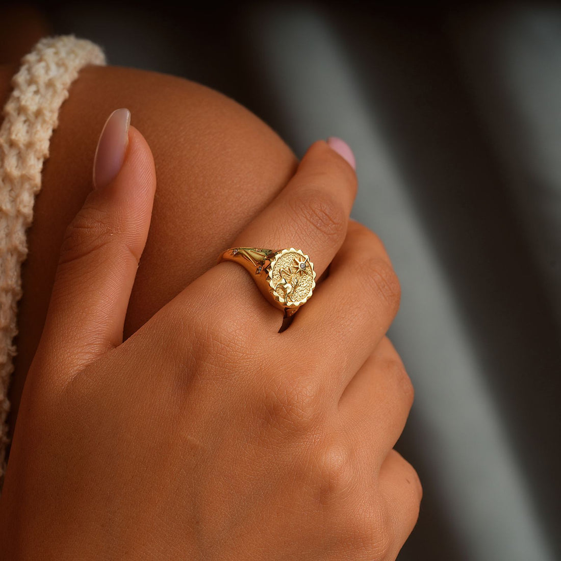 Personalized Zodiac Signet Ring for Astrology Lovers - Dainty Personalized
