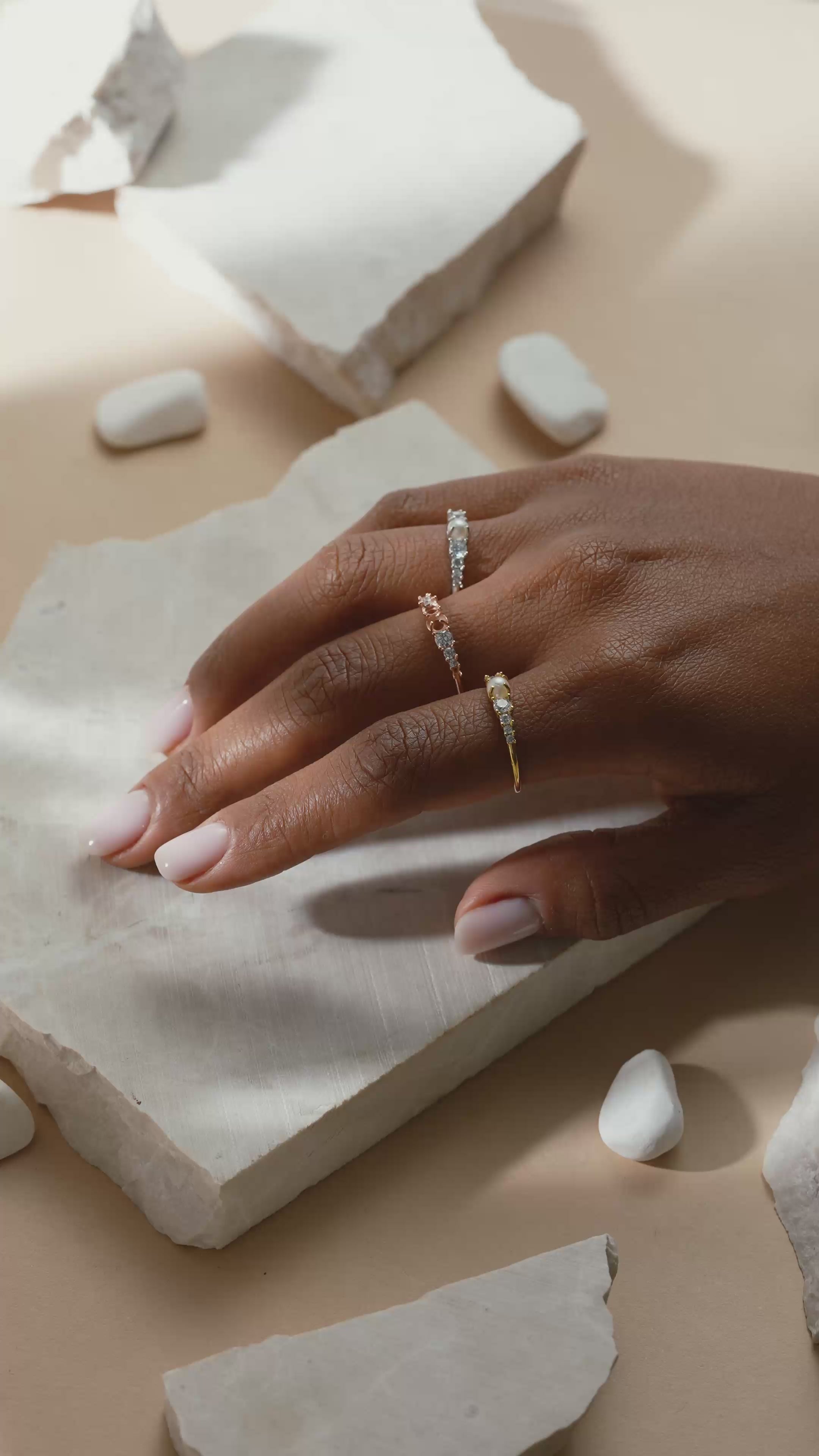 Pearl Engagement Ring with CZ Diamond