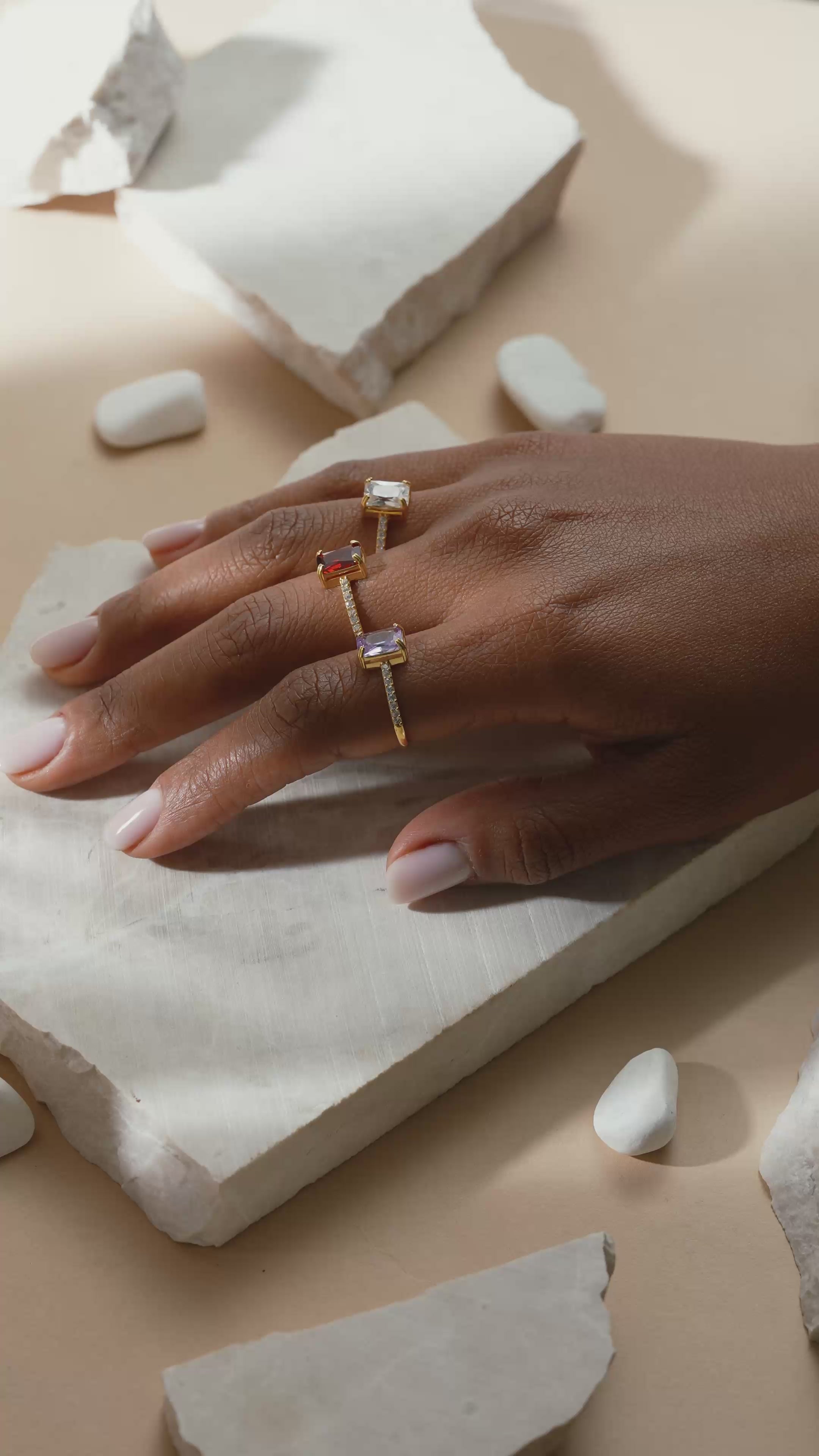 Rectangle Statement Birthstone Ring