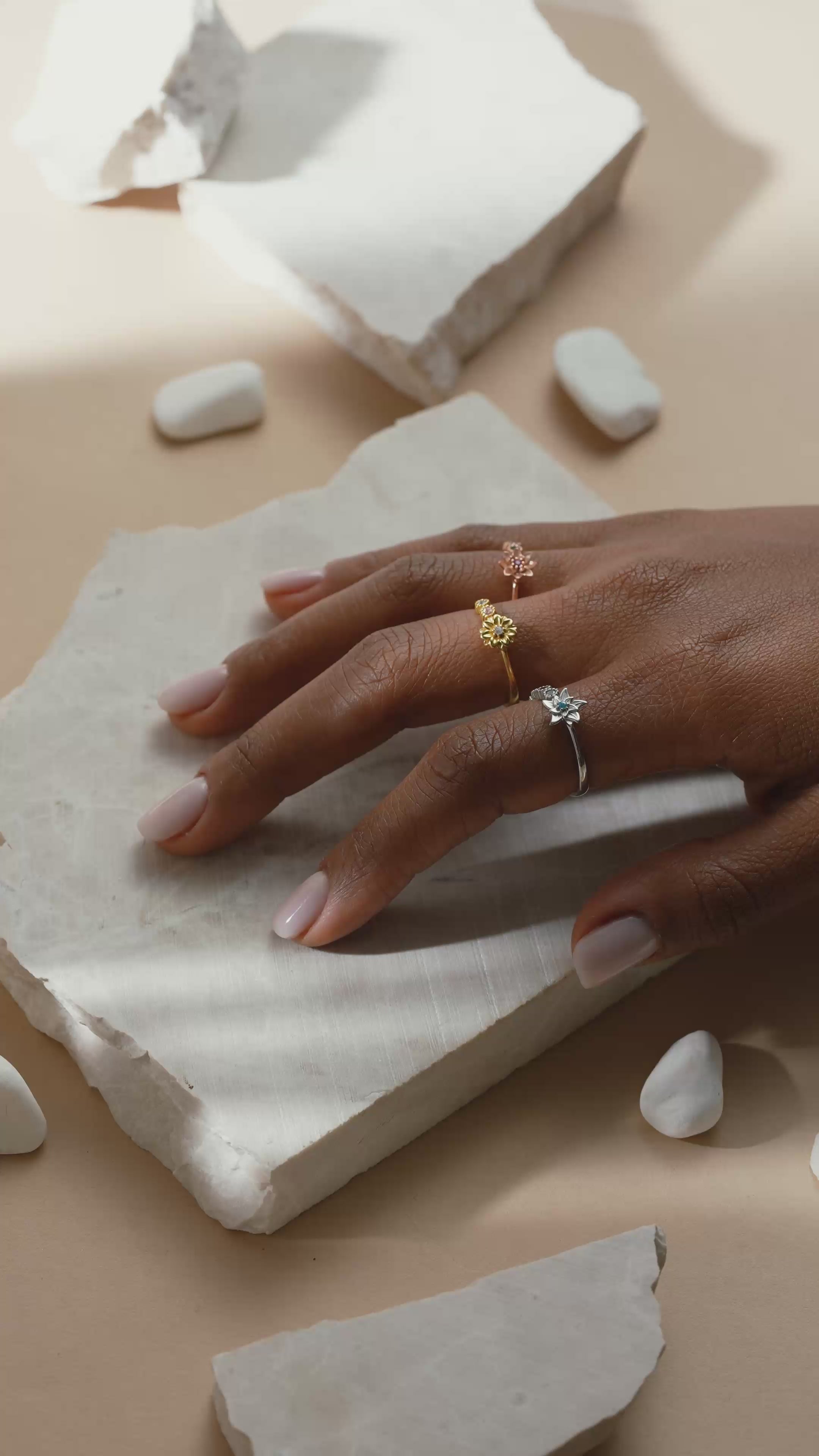 Custom Birth Flower Ring with Birthstone