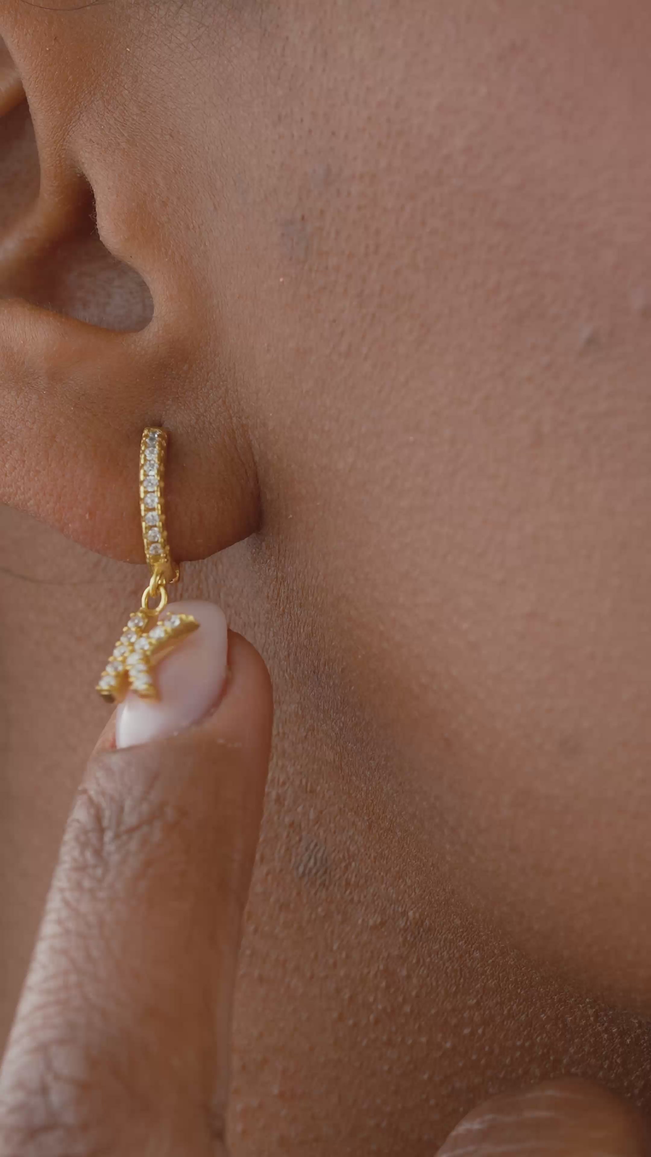 Dainty Initial Huggie Hoop Earring