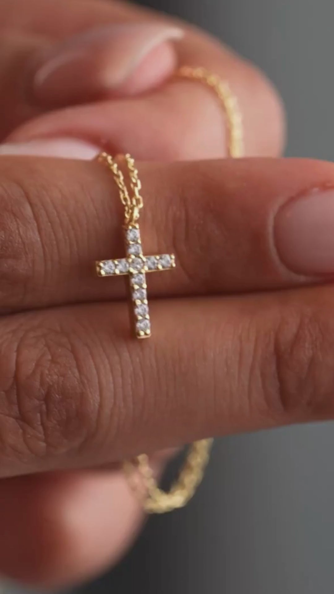 14K Solid Gold Cross Pendant Necklace