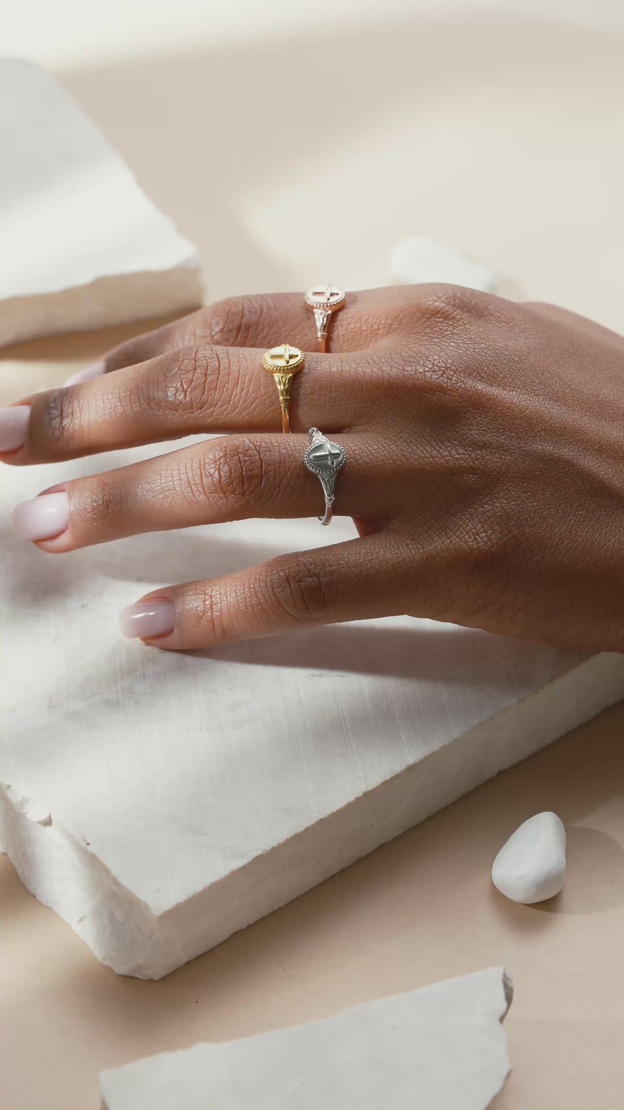 Vintage Cross Signet Ring Faith Symbol