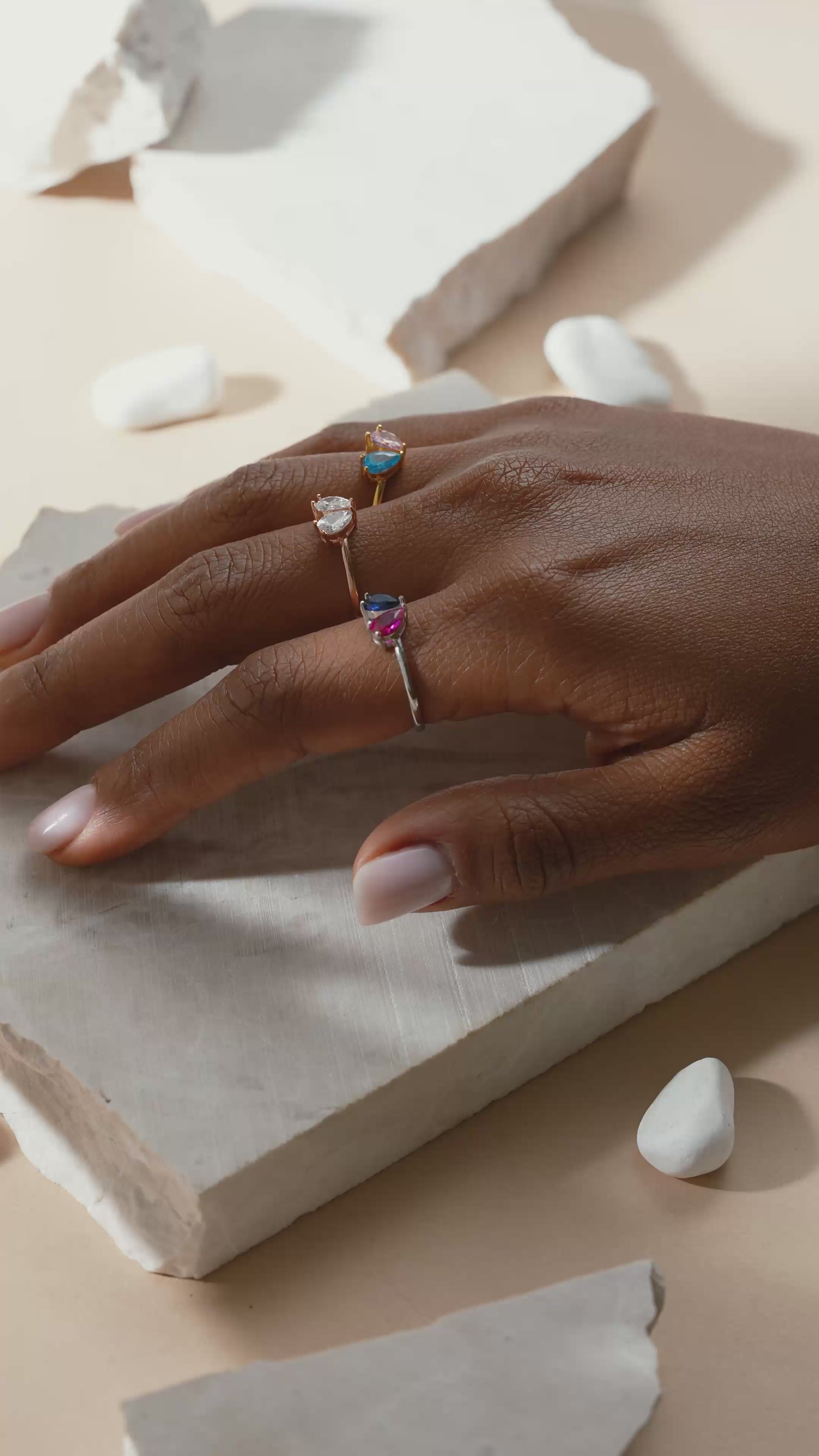 Toi et Moi Teardrop Heart Ring