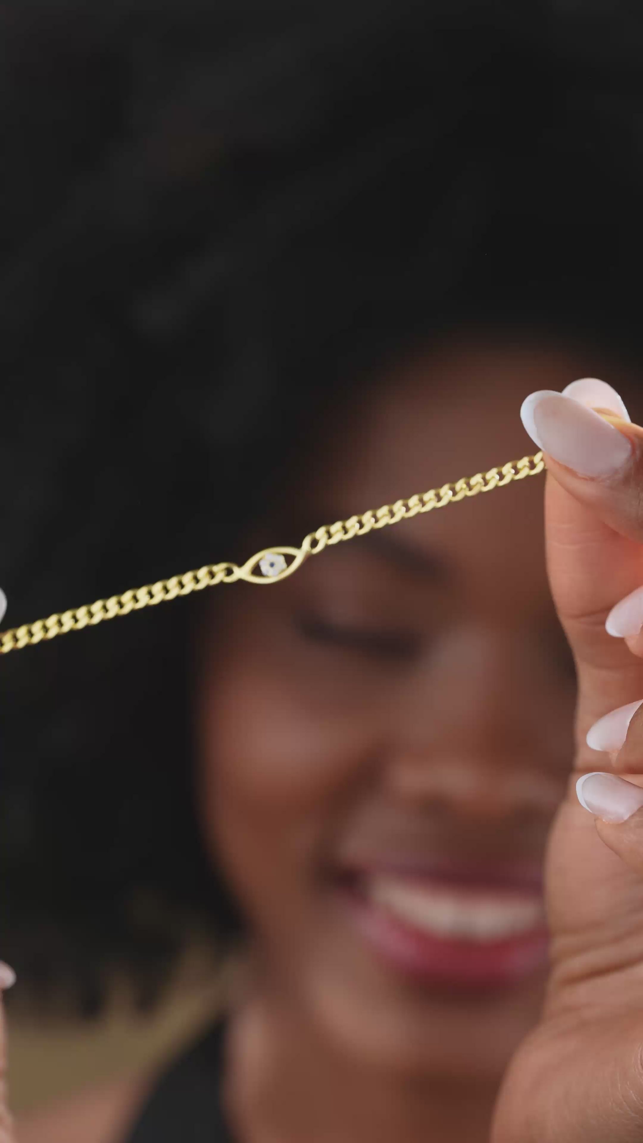 Evil Eye Curb Chain Bracelet Elegant Sterling Silver