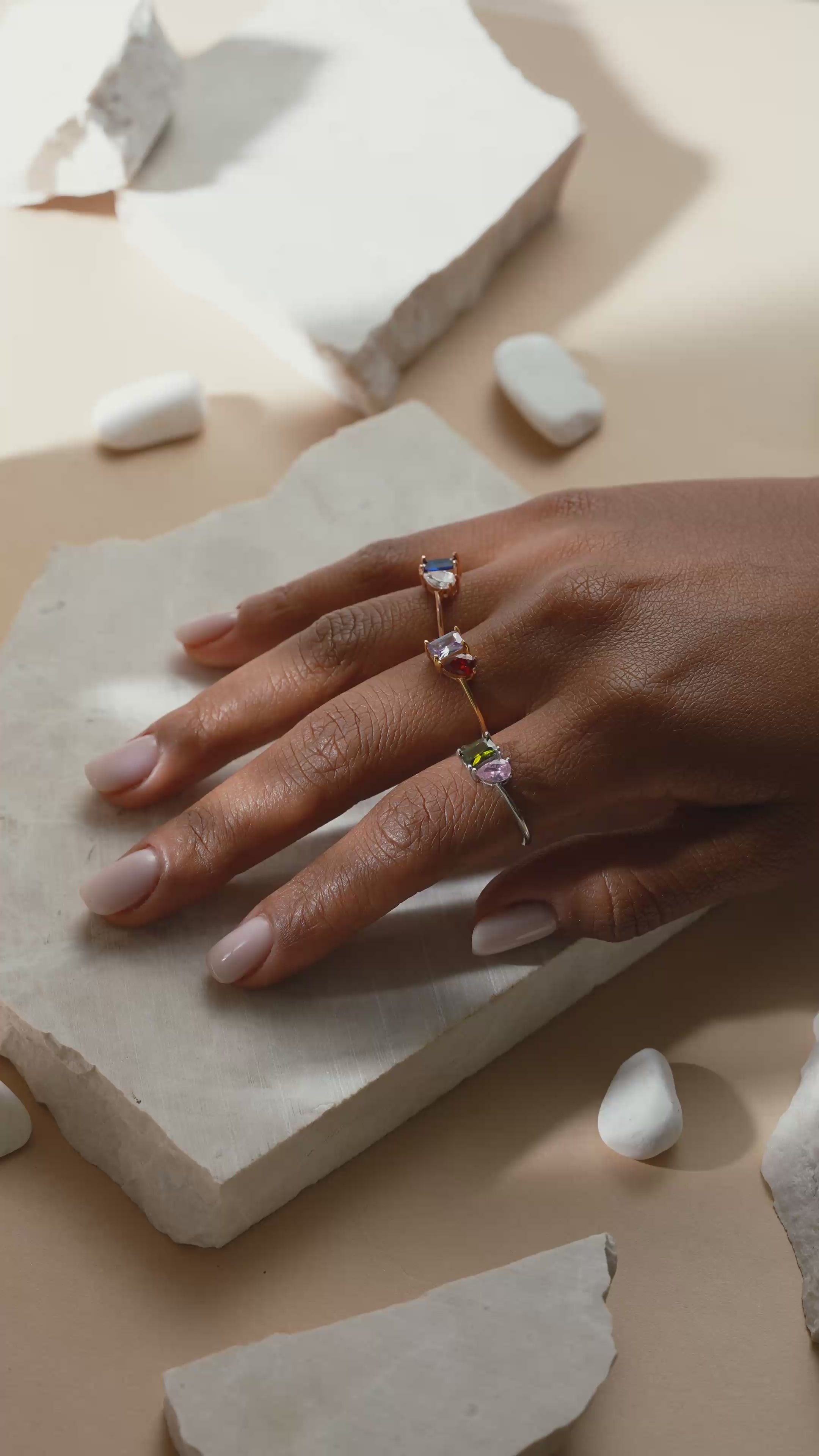 Toi et Moi Birthstone Ring Sterling Silver