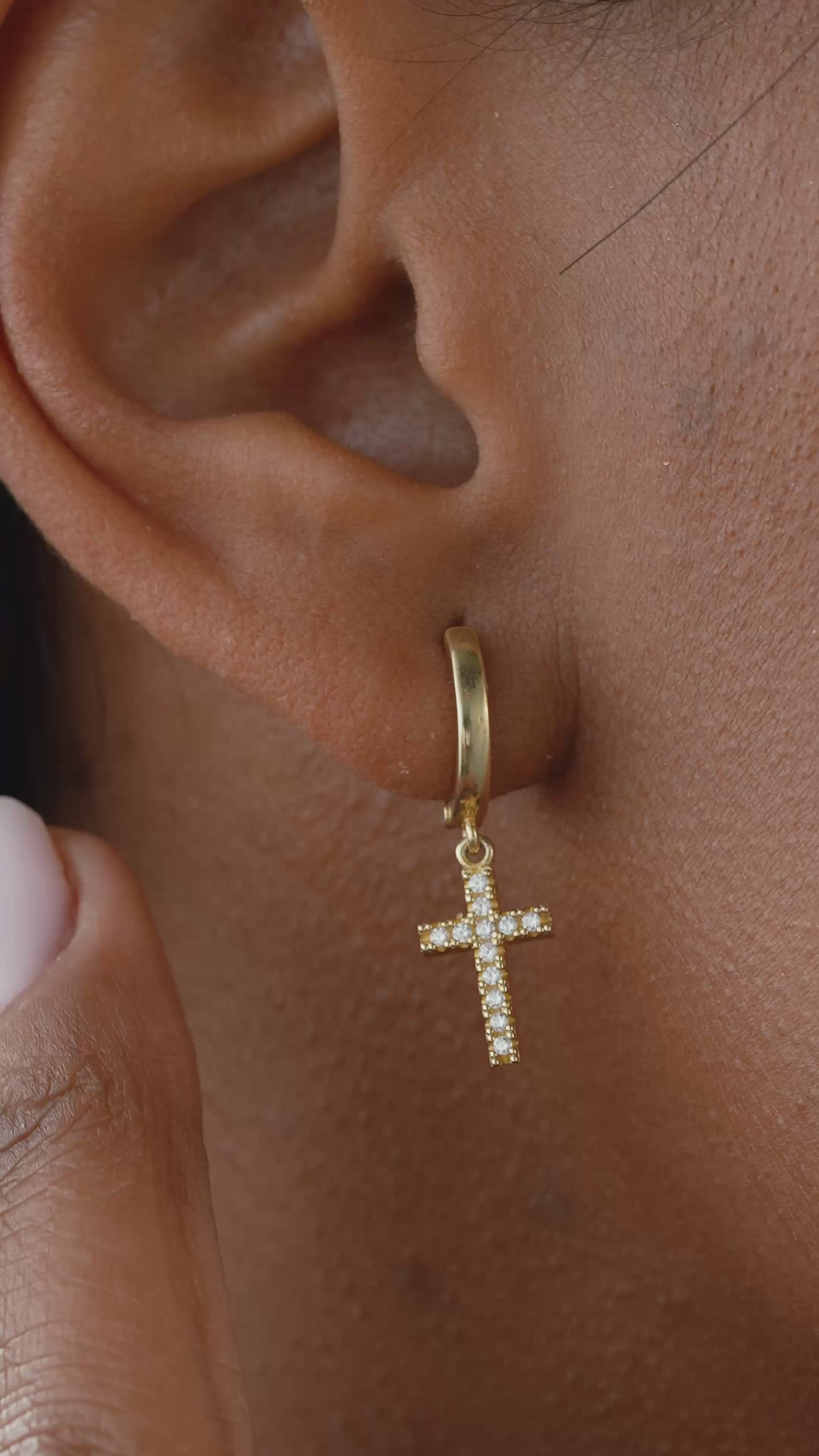 Elegant Diamond Cross Earring for Her