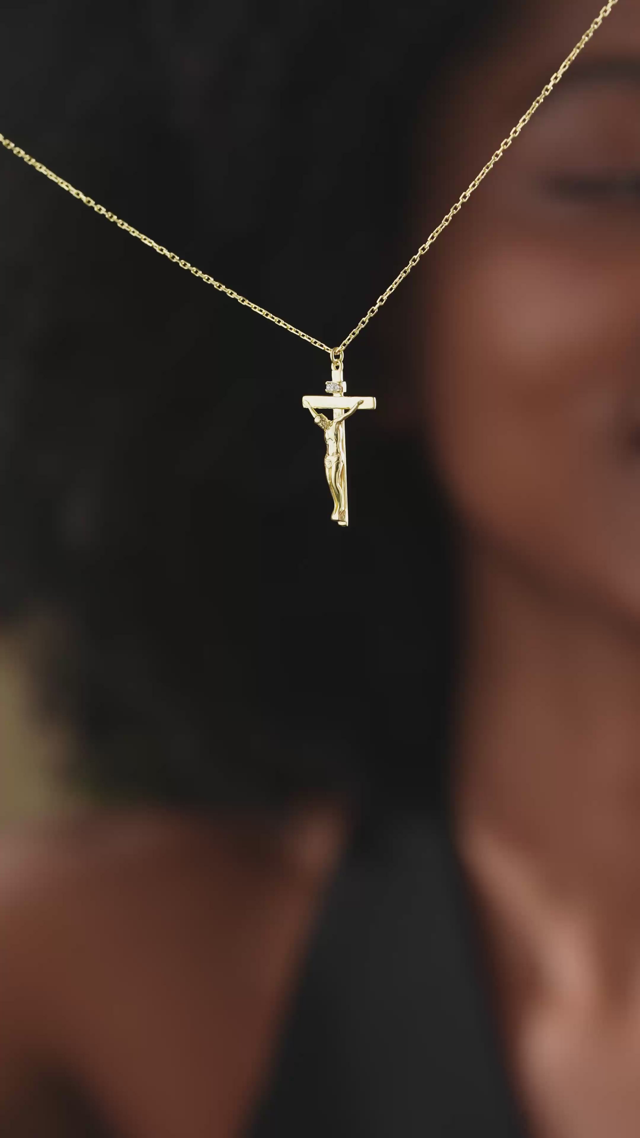 Gold Filled Crucifix Necklace Sterling Silver