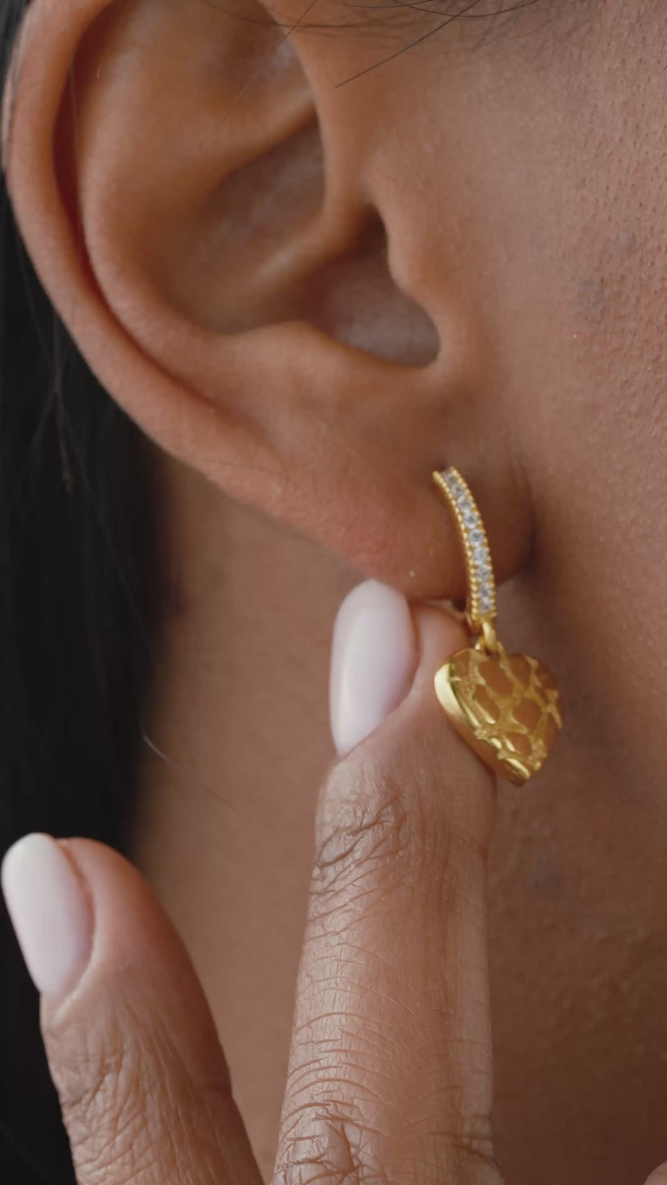 Nugget Heart Hoop Earring for Her