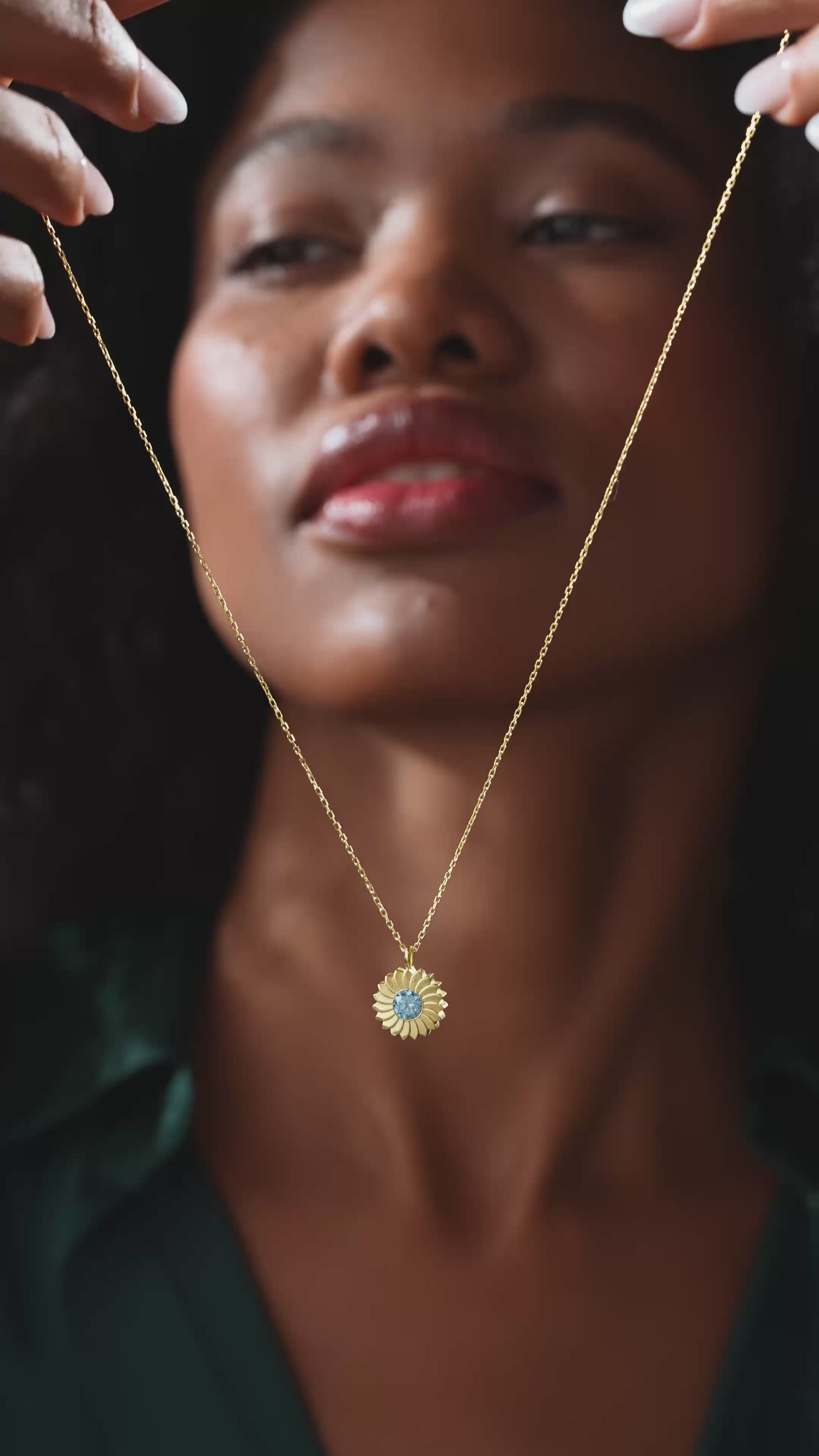 Charming Sunflower Birthstone Necklace