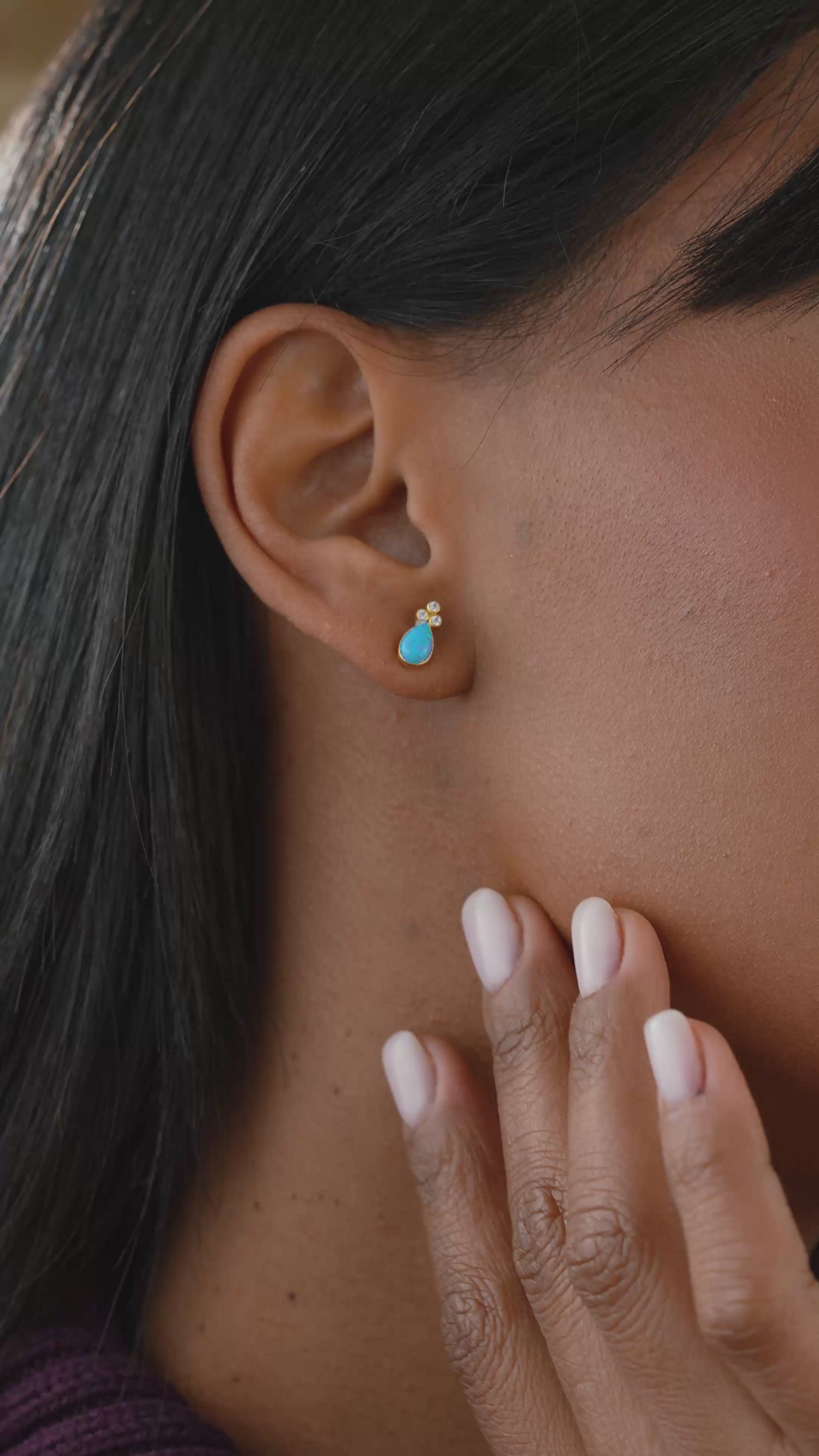 Elegant Blue Opal Ring Sterling Silver