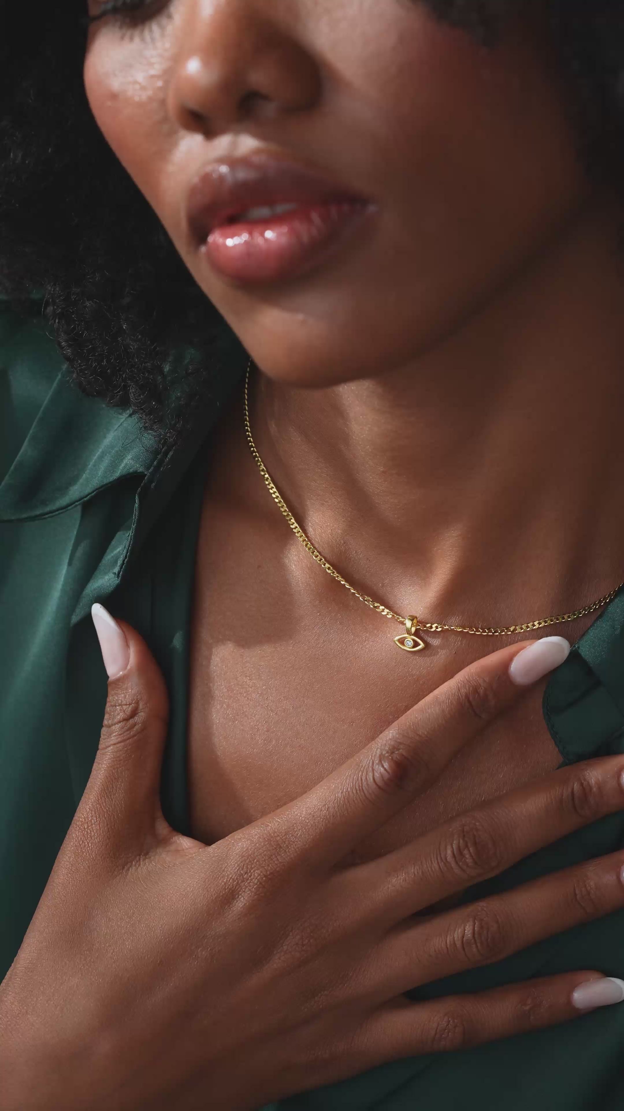 Elegant Sterling Silver Evil Eye Necklace