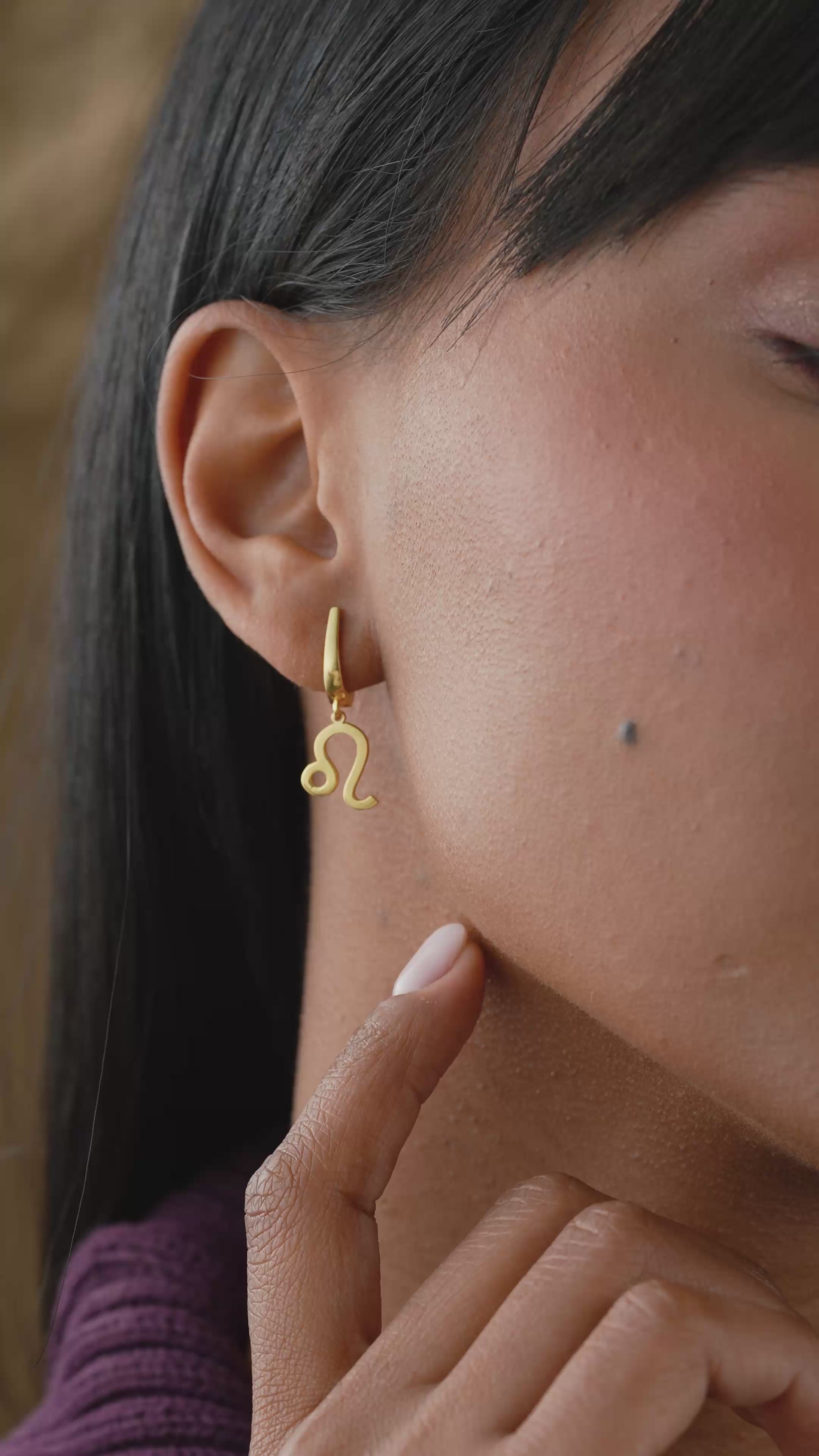 Personalized Zodiac Earrings Sterling Silver