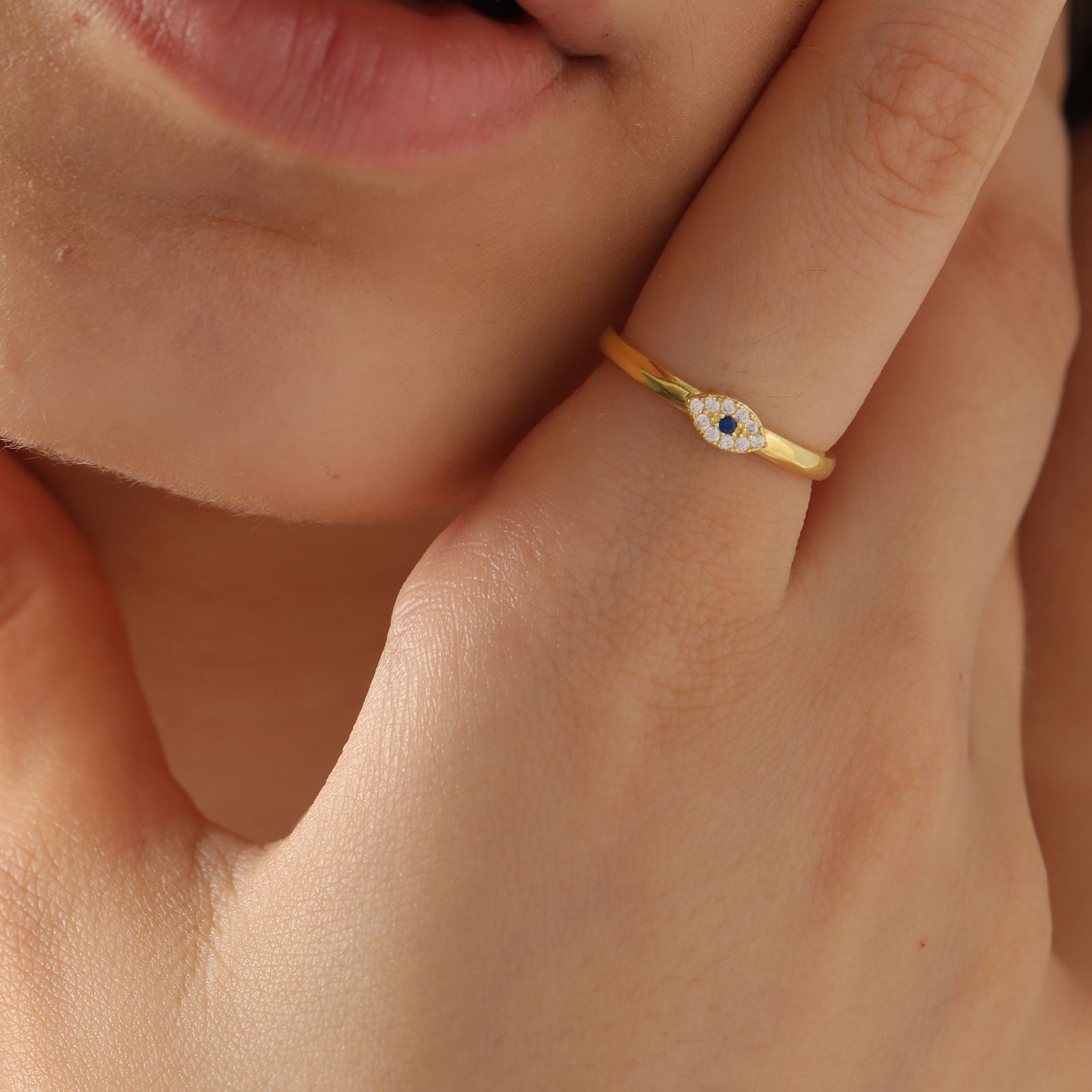 Stackable Evil Eye Ring for Protection - Dainty Personalized Jewelry | Custom Necklaces & Gifts