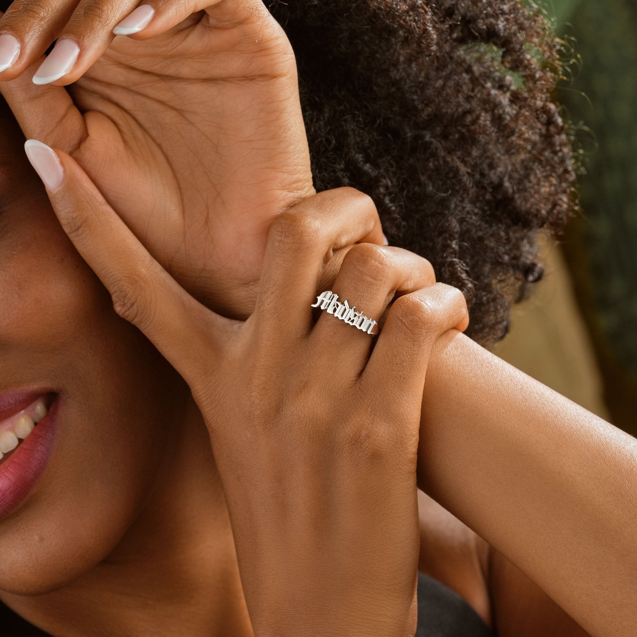 Sterling Silver Name Ring Gothic Style - Dainty Personalized Jewelry | Custom Necklaces & Gifts