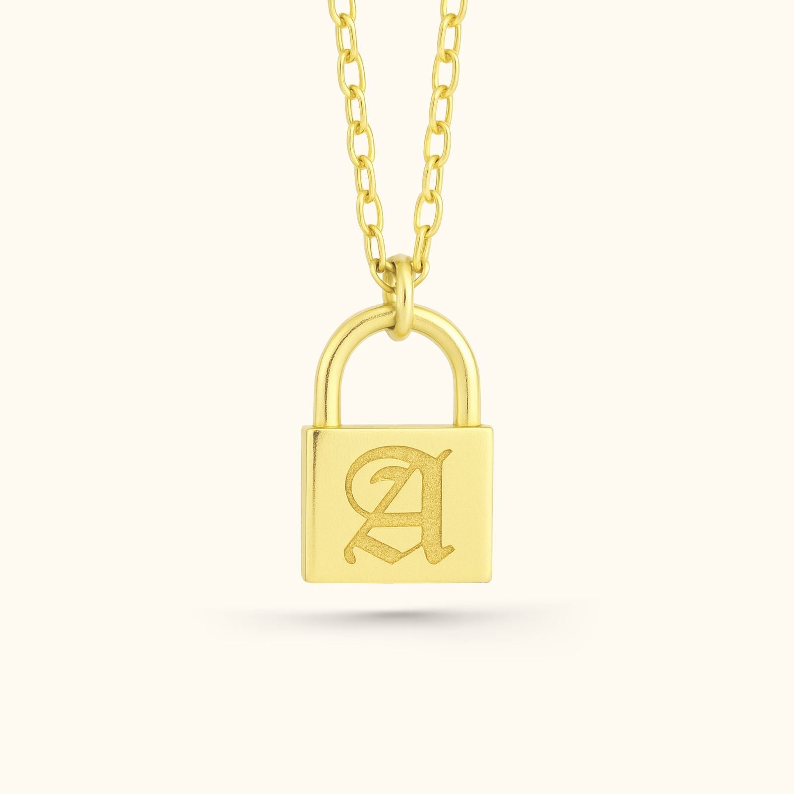 Sterling Silver Personalized Initial Padlock Necklace - Dainty Personalized