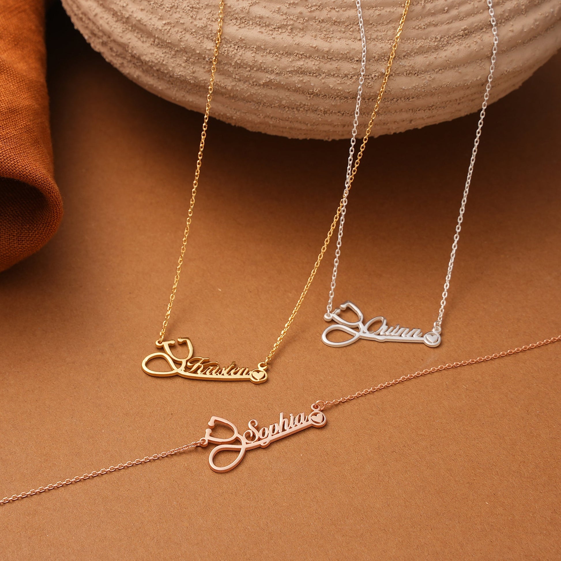 Stethoscope Name Necklace for Nurses - Dainty Personalized Jewelry | Custom Necklaces & Gifts