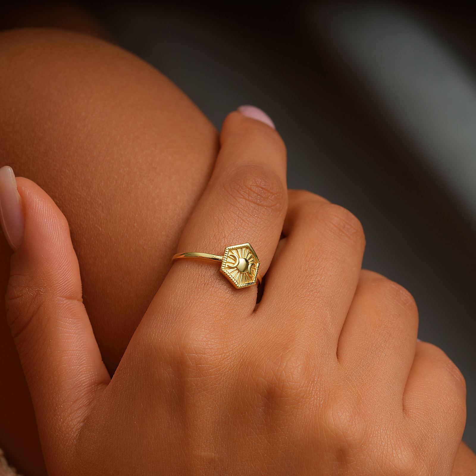 Sun and Moon Ring Sterling Silver - Dainty Personalized Jewelry | Custom Necklaces & Gifts